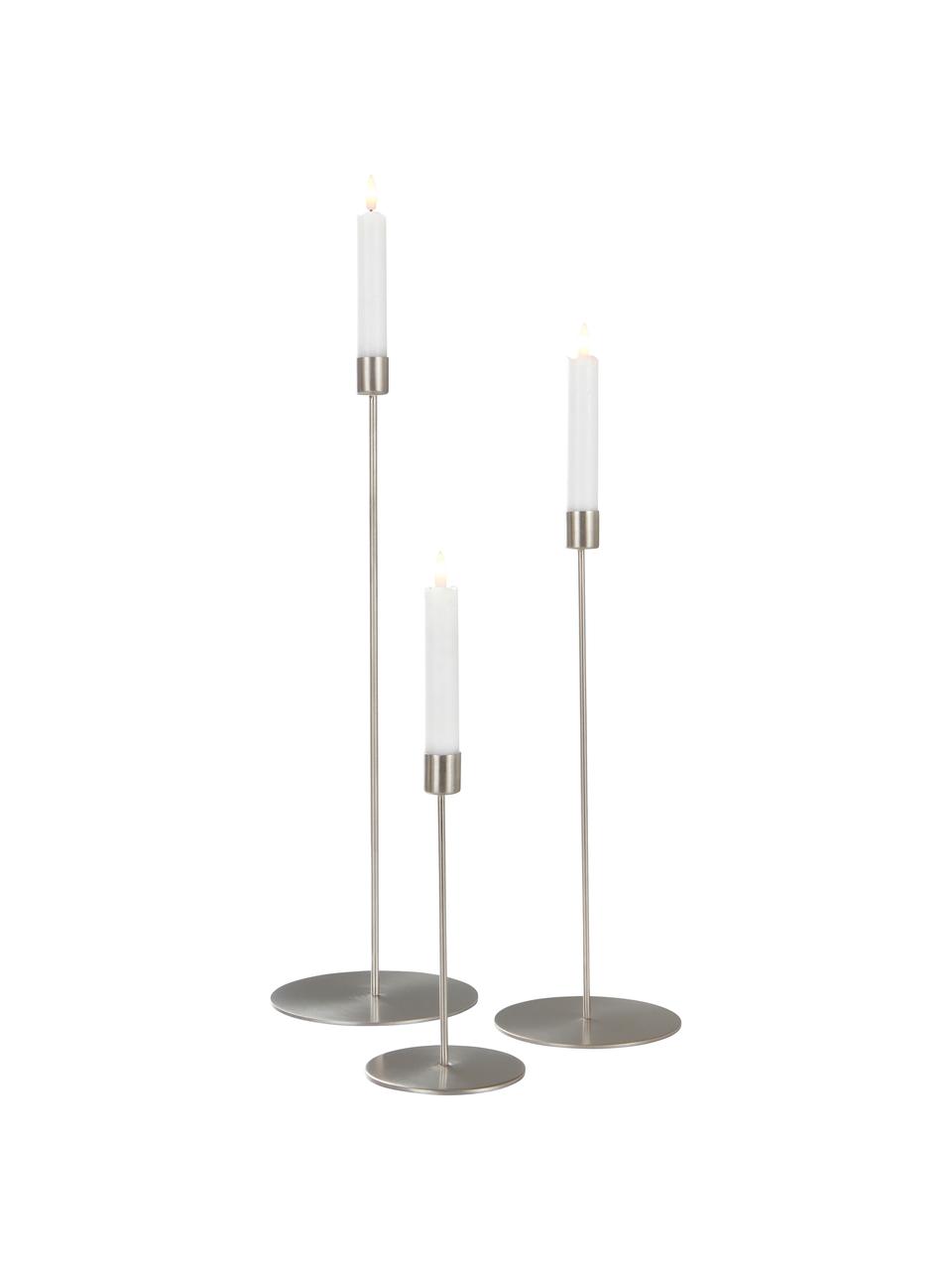 Set 3 candelabri cromati Elsy, Metallo verniciato a polvere, Cromato, Set in varie misure