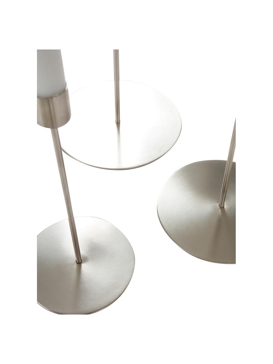 Set 3 candelabri cromati Elsy, Metallo verniciato a polvere, Cromato, Set in varie misure