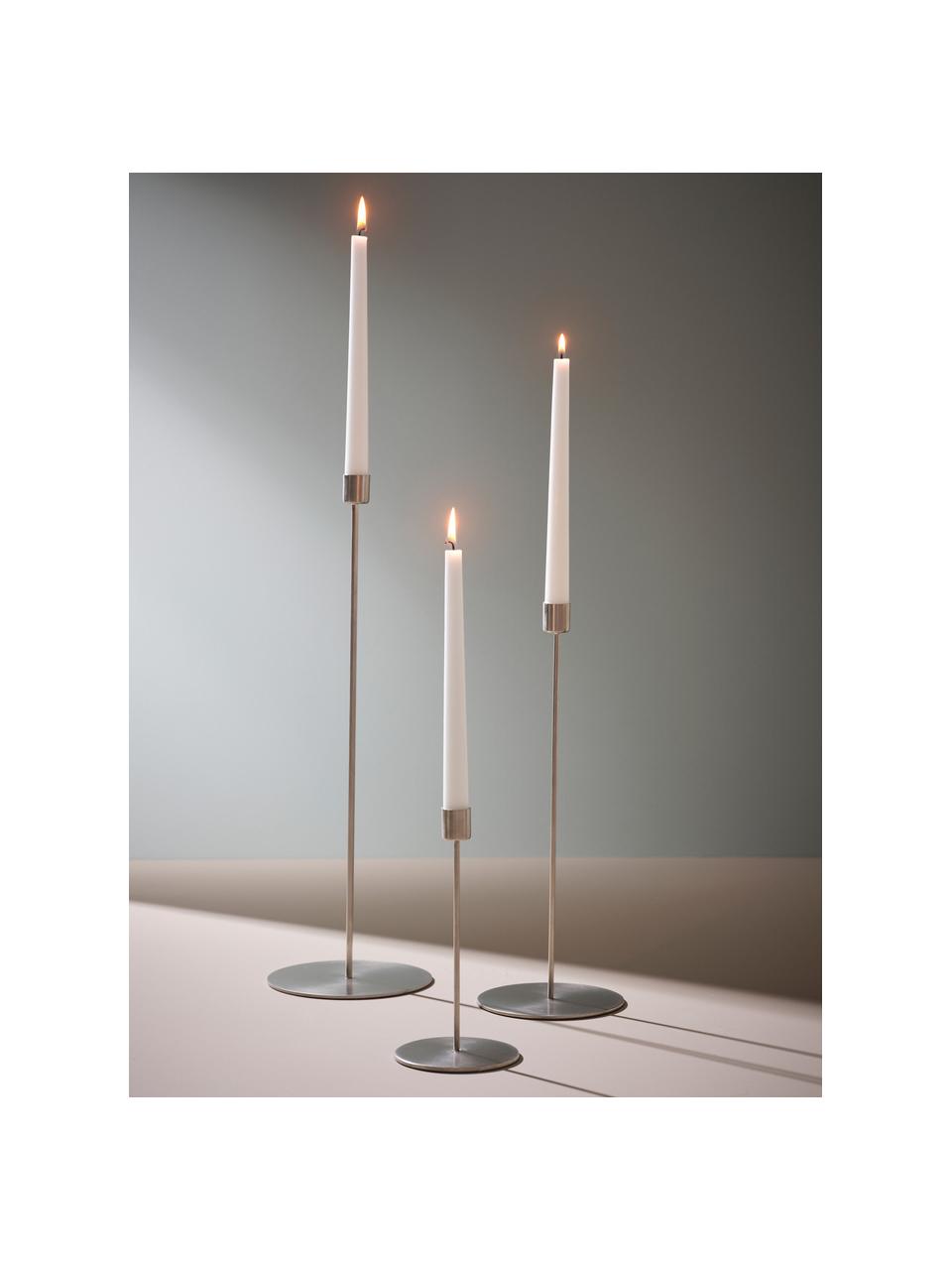 Set 3 candelabri cromati Elsy, Metallo verniciato a polvere, Cromato, Set in varie misure