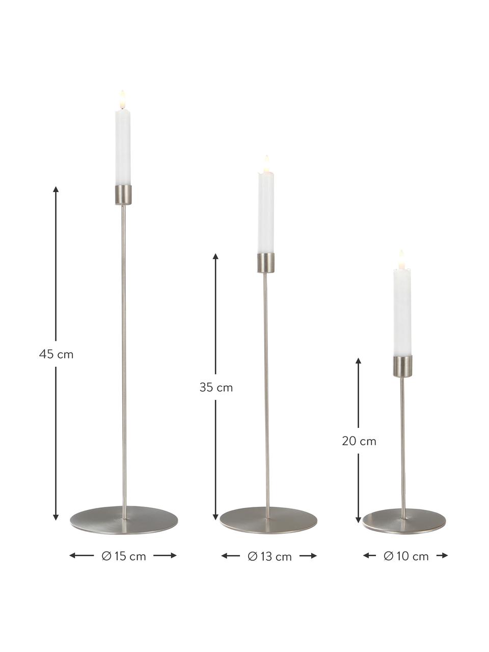 Set 3 candelabri cromati Elsy, Metallo verniciato a polvere, Cromato, Set in varie misure