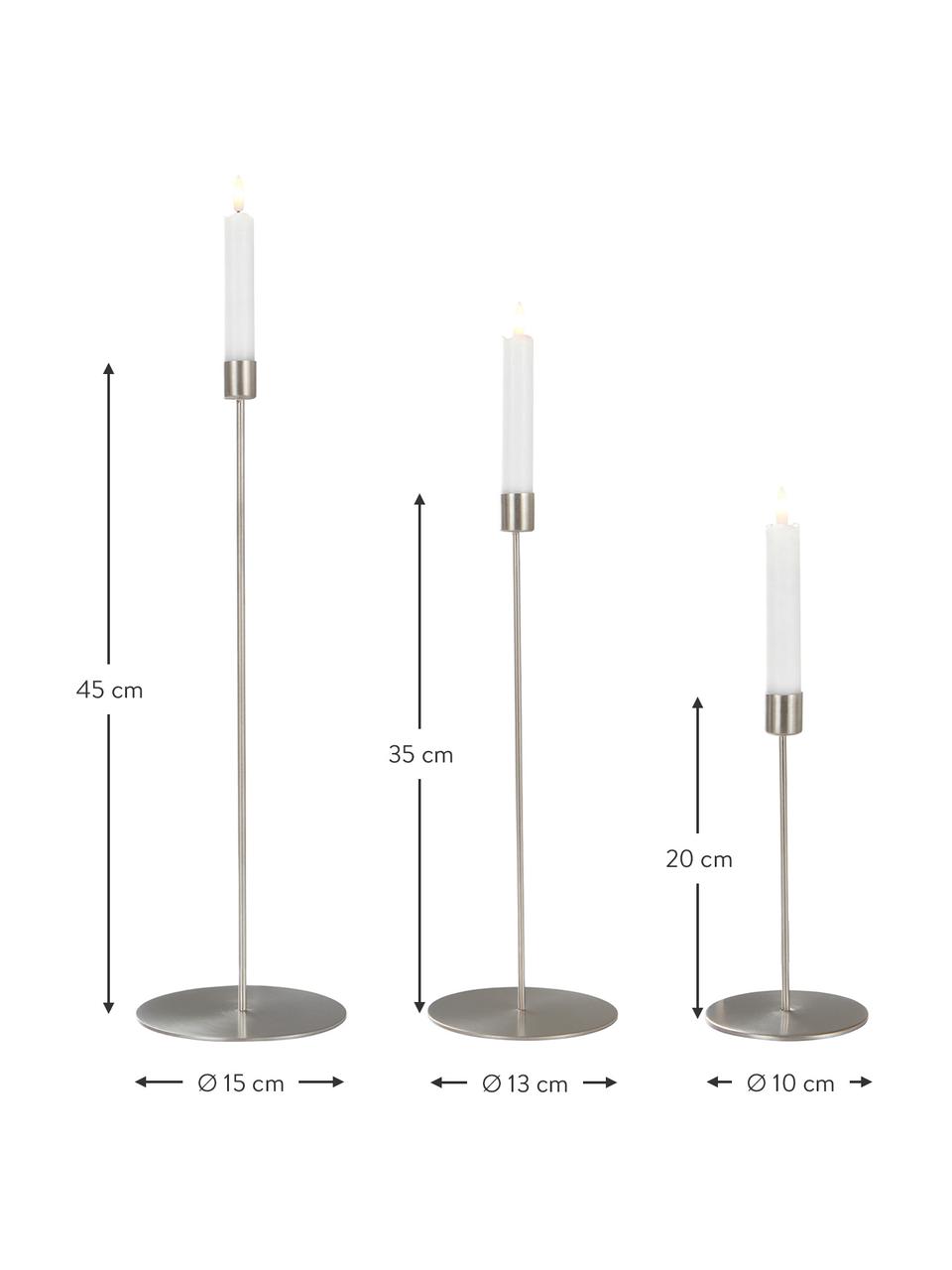 Set de candelabros Elsy, 3 uds., Metal con pintura en polvo, Cromo, Set de diferentes tamaños