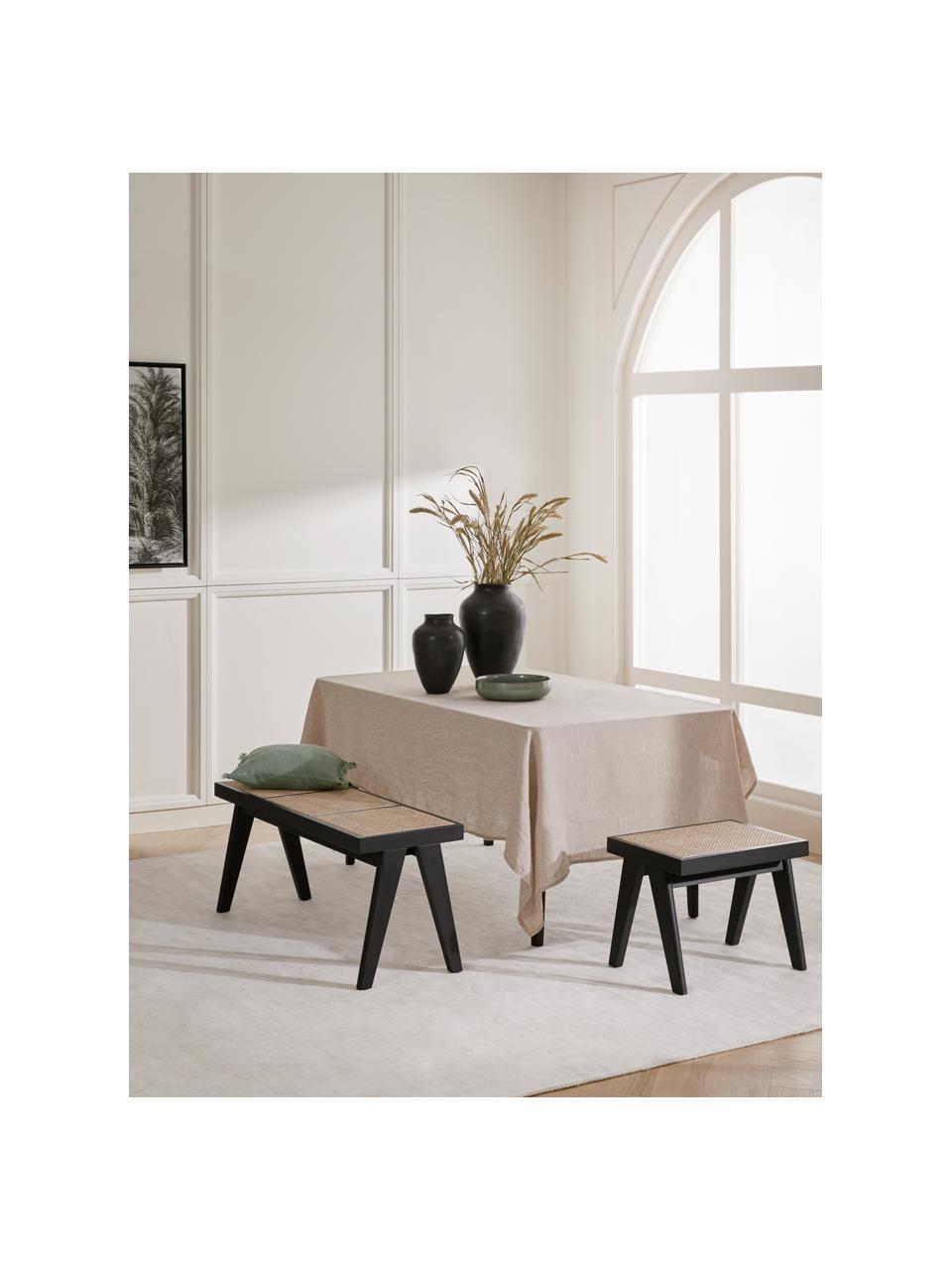 Zitbank Sissi met Weens vlechtwerk, Frame: massief eikenhout, Zitvlak: rotan, Rotan, zwart, B 110 x H 48 cm