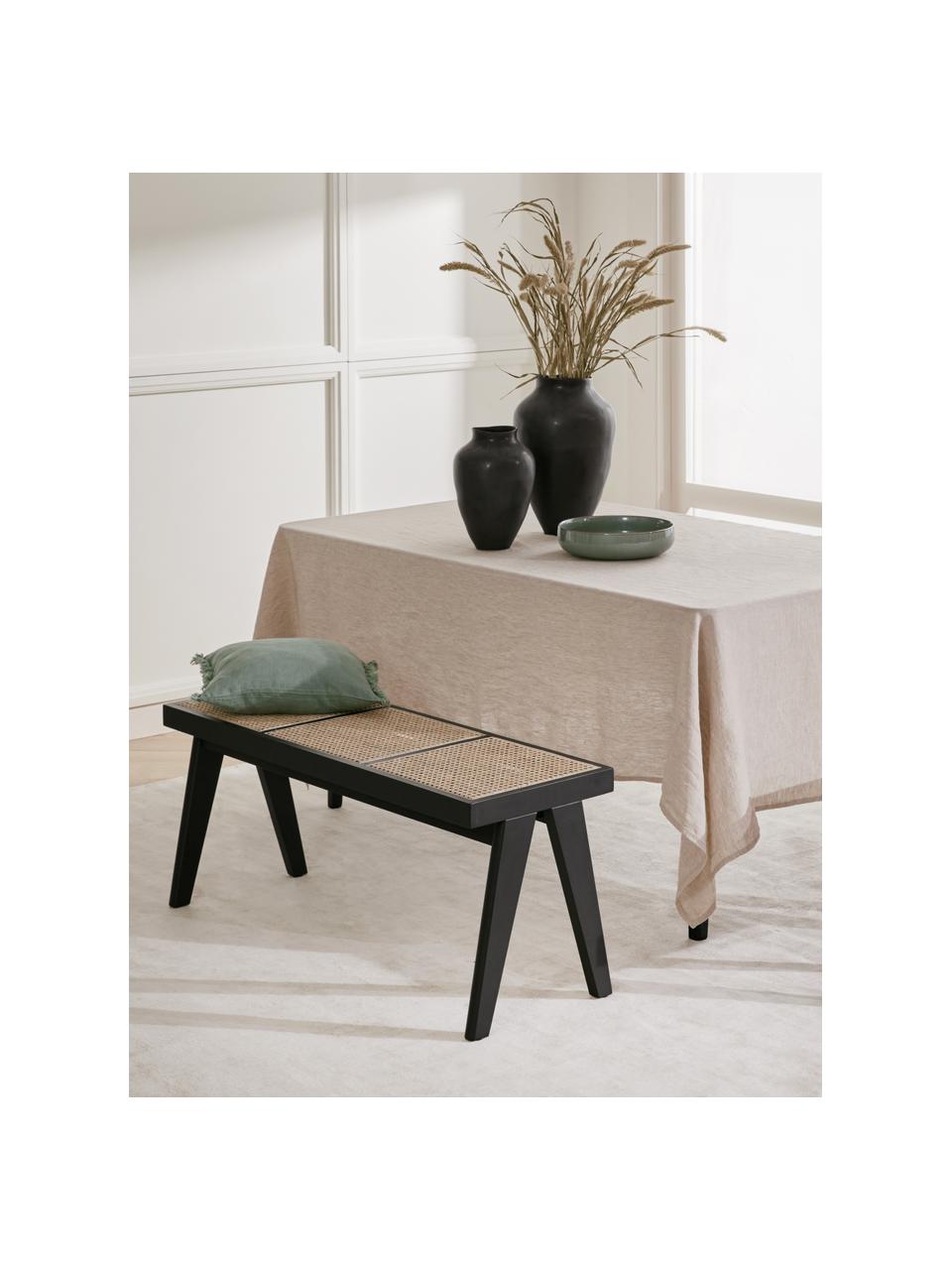 Panca con intreccio viennese Sissi, Struttura: legno di quercia massicci, Seduta: rattan, Rattan, nero, Larg. 110 x Alt. 48 cm