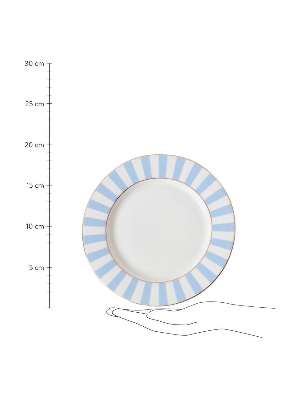 Komplet talerzy śniadaniowych Stripy, 4 elem., Porcelana kostna, Wielobarwny, Ø 19 cm