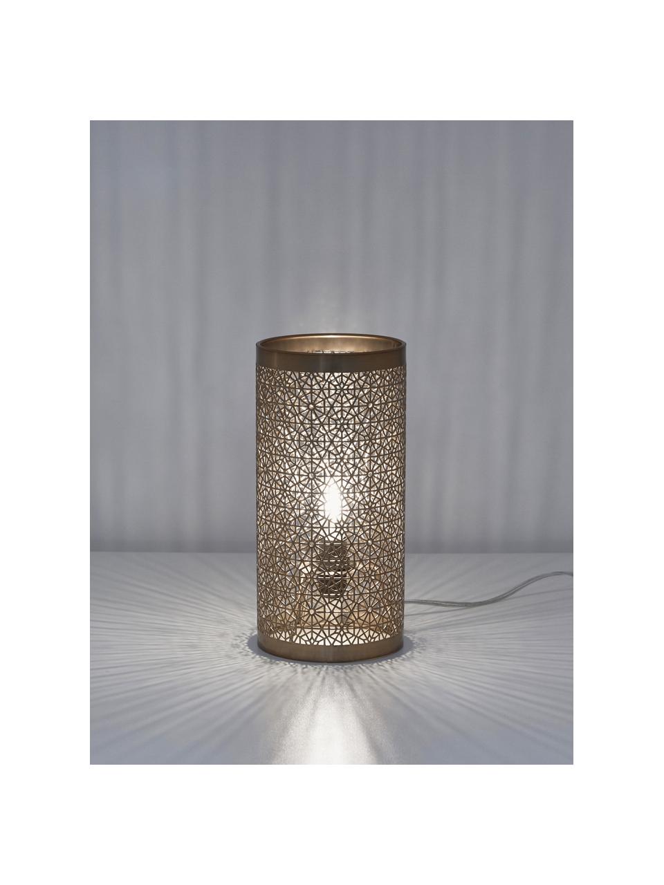 Lámpara de mesa pequeña Hermine, estilo boho, Pantalla: latón, Dorado, Ø 14 x Al 28 cm