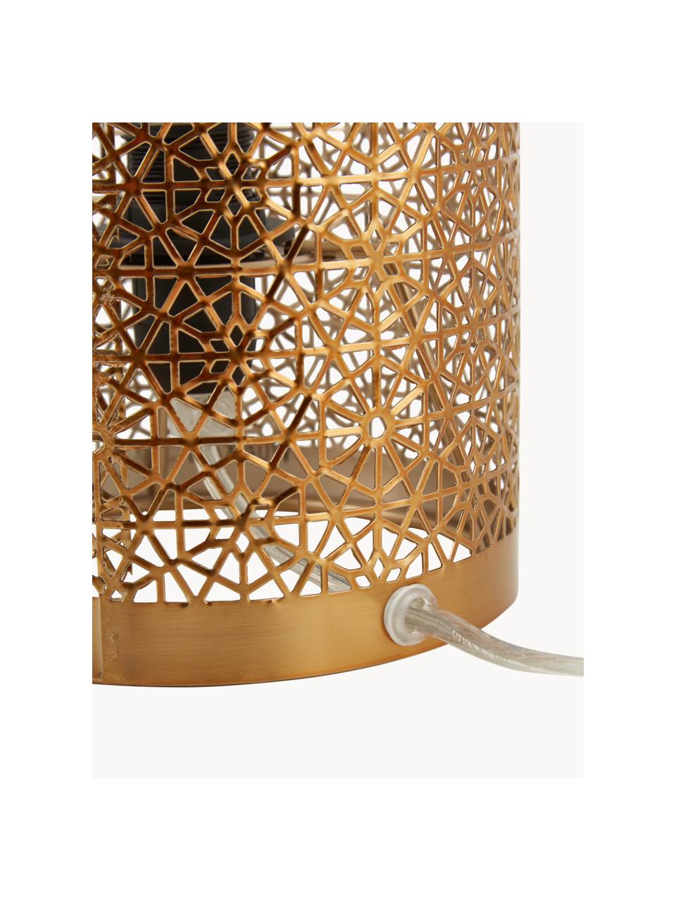 Lámpara de mesa pequeña Hermine, estilo boho, Pantalla: latón, Dorado, Ø 14 x Al 28 cm