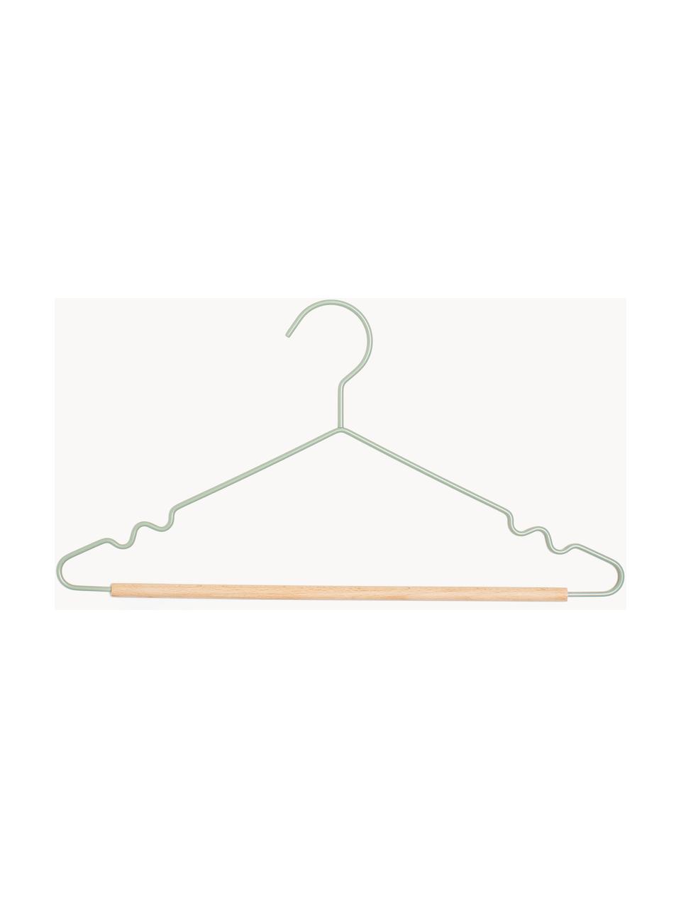 Cintres Adult Top, 10 pièces, Bois, acier, revêtement par poudre, Vert sauge, larg. 39 x haut. 20 cm