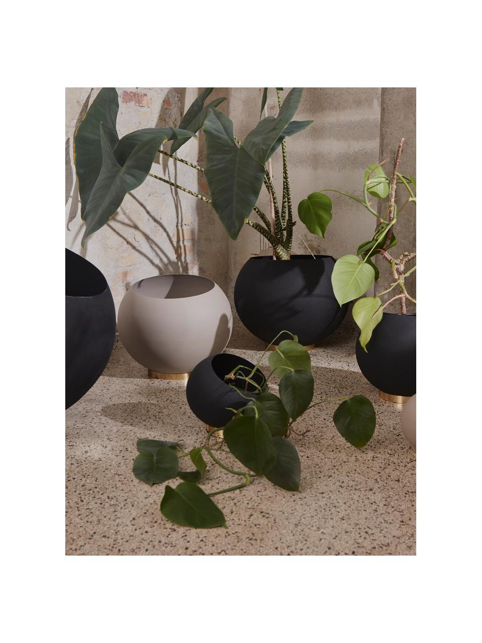 Grote plantenpot Globe van metaal, Voet: gecoat edelstaal en gelak, Zwart, Ø 37 x H 32 cm