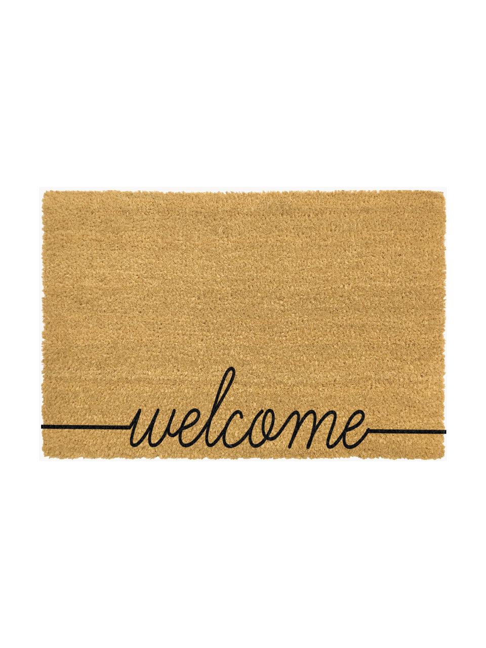 Deurmat Welcome, Kokosvezels, Lichtbruin, zwart, B 40 x L 60 cm