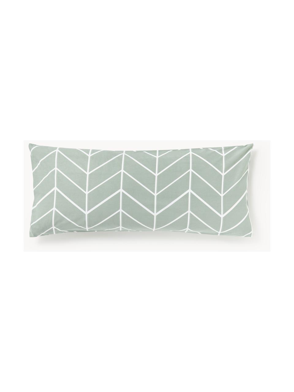 Funda de almohada de algodón estampada Mirja, Verde salvia, An 45 x L 110 cm