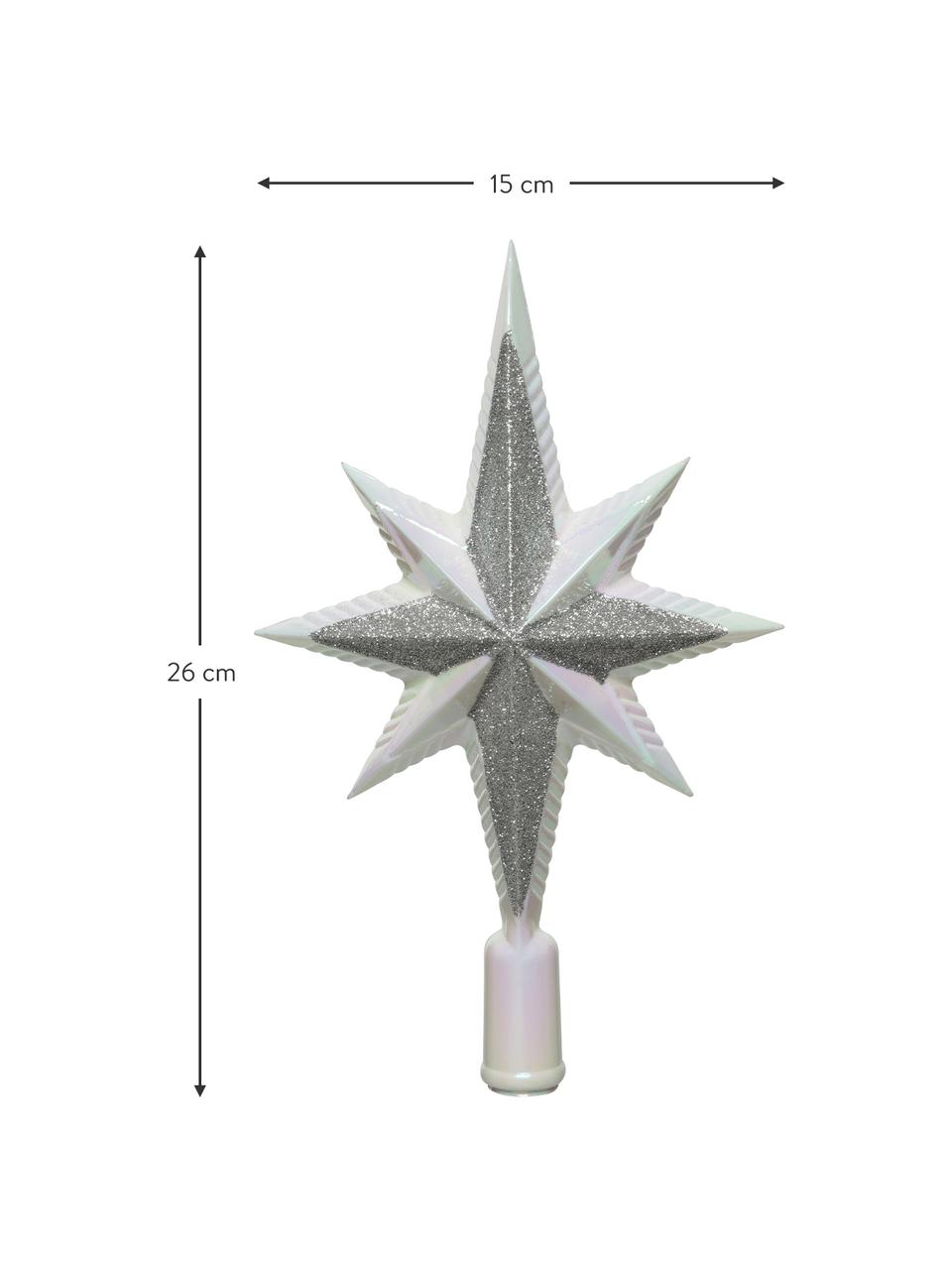 Cimier de sapin incassable Morning, haut. 26 cm, Plastique, Argenté, blanc, larg. 15 x haut. 26 cm