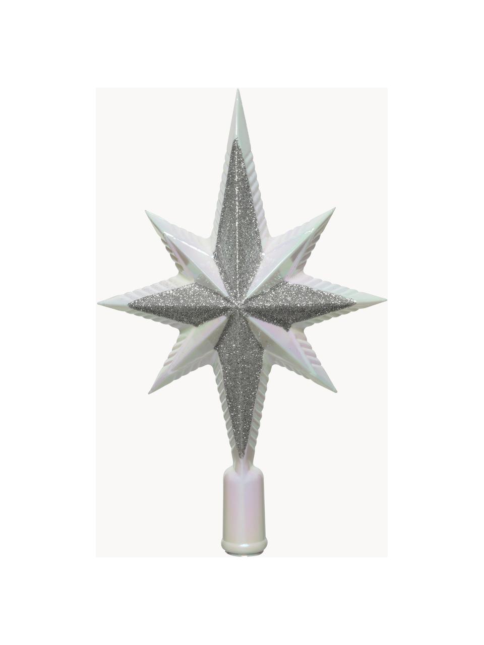 Estrella Árbol de Navidad irrompible Anette, 26 cm, Plástico, Plateado, blanco, An 15 x Al 26 cm