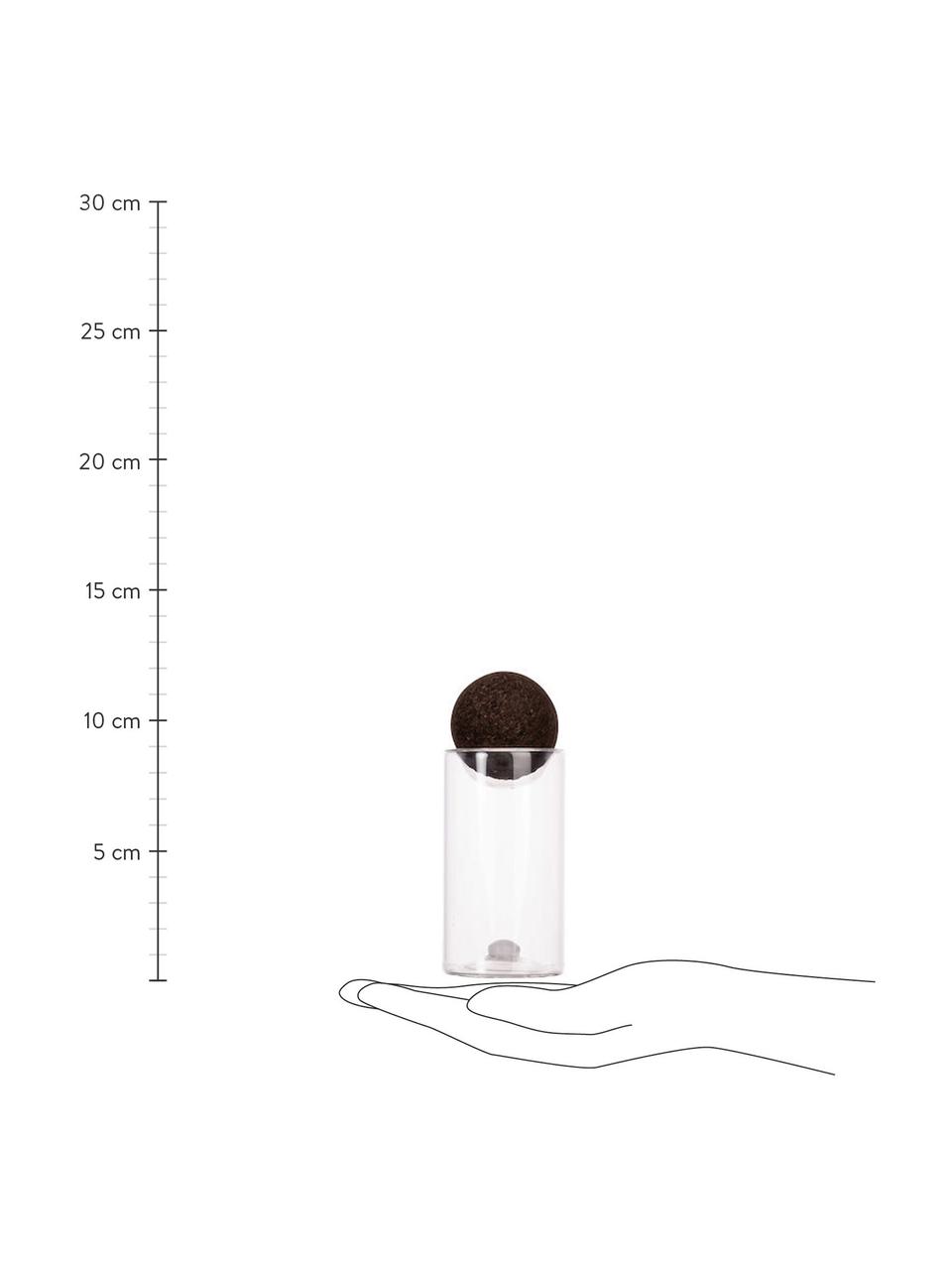 Komplet solniczki i pieprzniczki ze szkła dmuchanego z korkową pokrywką Nature, 2 elem., Transparentny, ciemny brązowy, Ø 5 x W 12 cm