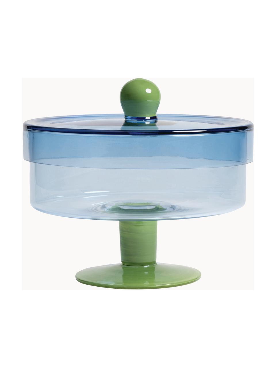 Boîte de rangement en verre Duo, Verre, Vert, bleu, Ø 22 x haut. 20 cm