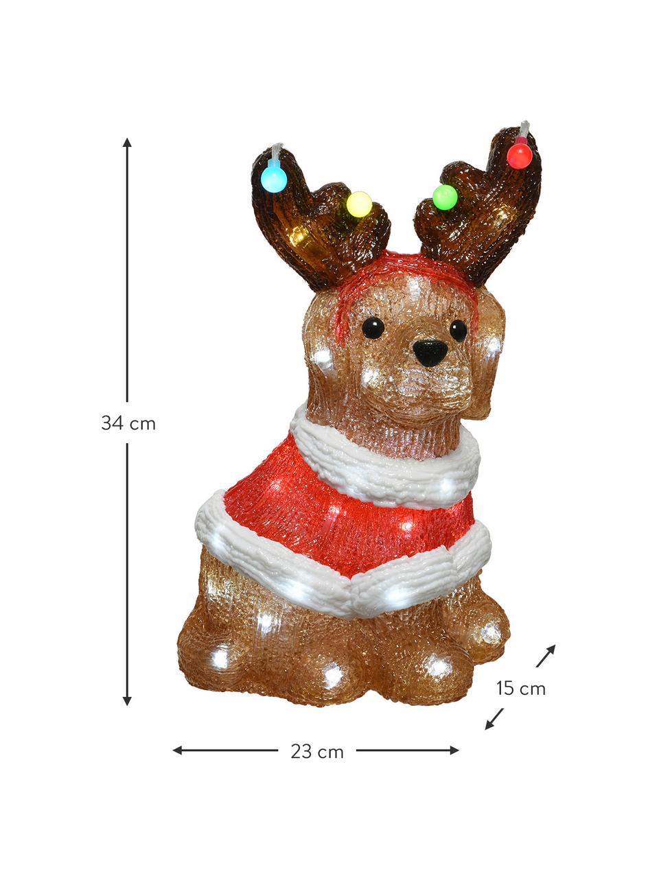 LED Leuchtobjekt Dog H 34 cm, mit Stecker, Kunststoff, Braun, Rot, Weiß, B 23 x H 34 cm