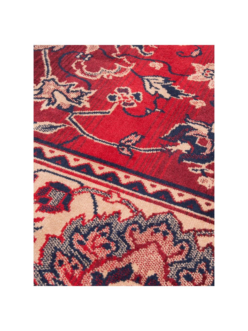 Teppich Bid mit Blumenmuster im Orient Style, Flor: 38% Viskose, 26% Baumwoll, Teppich: Rot- und BeigetöneFransen: Beige, B 170 x L 240 cm (Größe M)