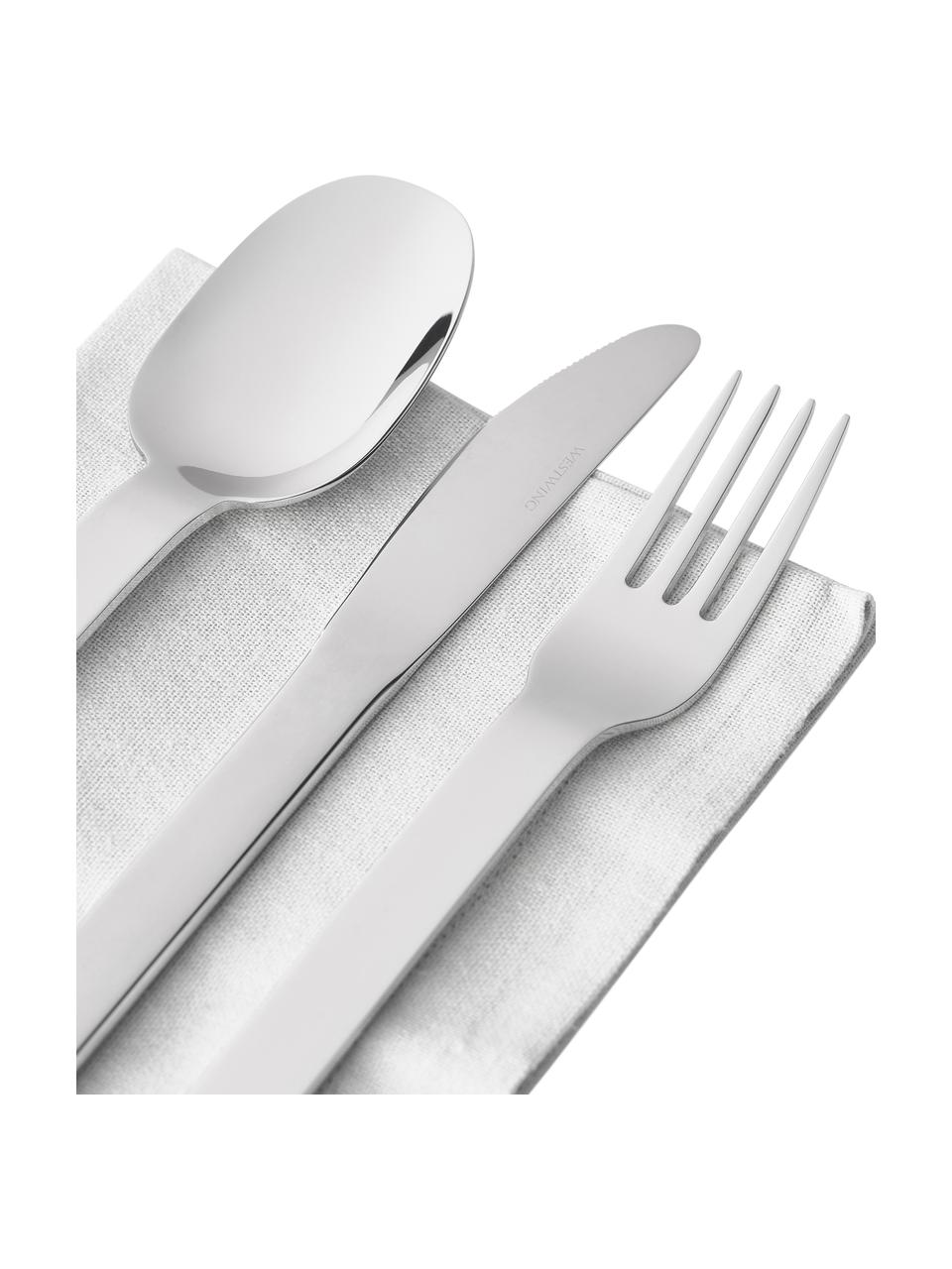 Cubertería de acero inoxidable pulido Kimana, 4 comensales (16 pzas.), Plateado, Set de diferentes tamaños
