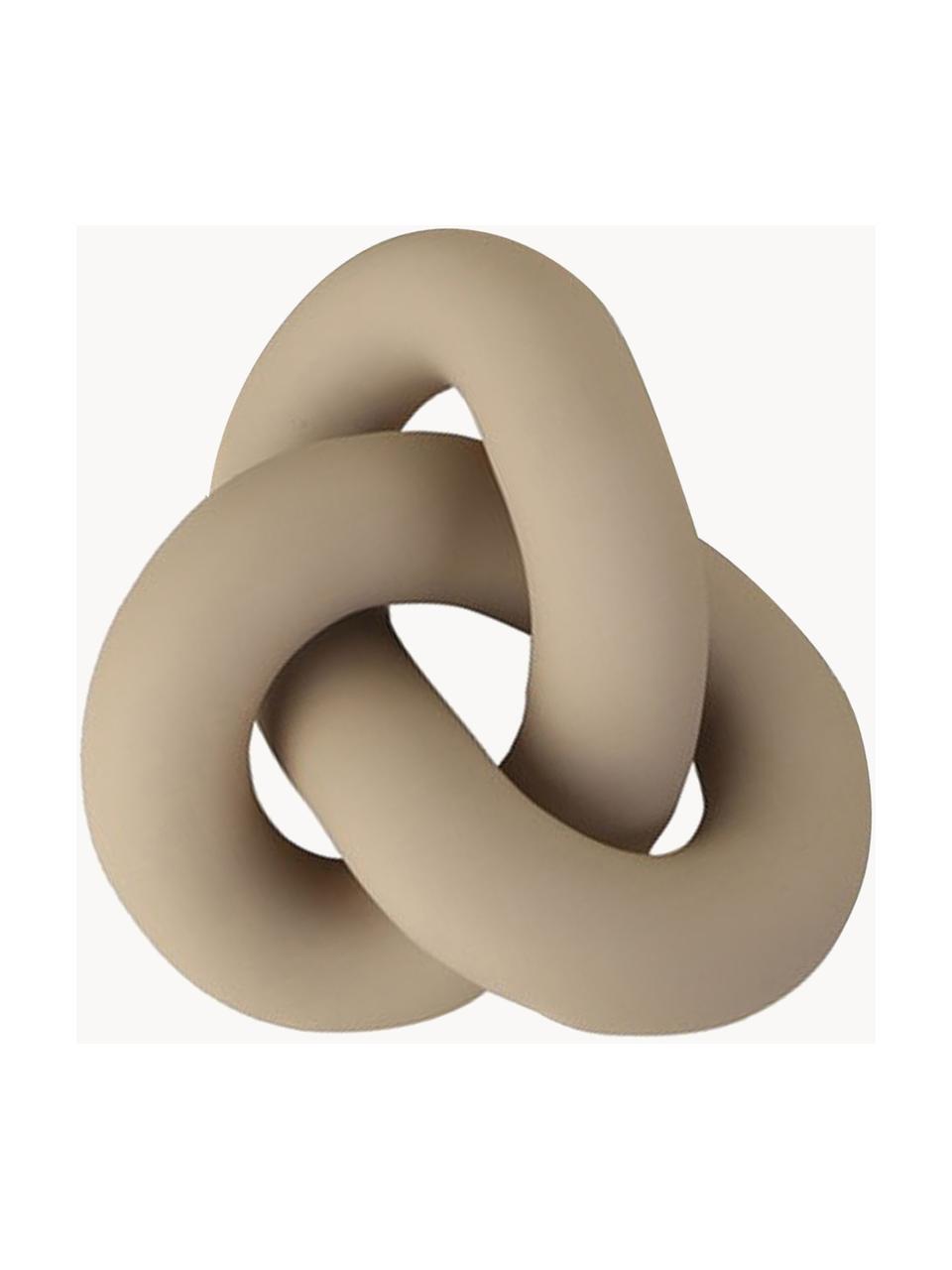 Handbeschilderd decoratief object Knot, H 6 cm, Keramiek, Mat beige, B 12 x H 6 cm