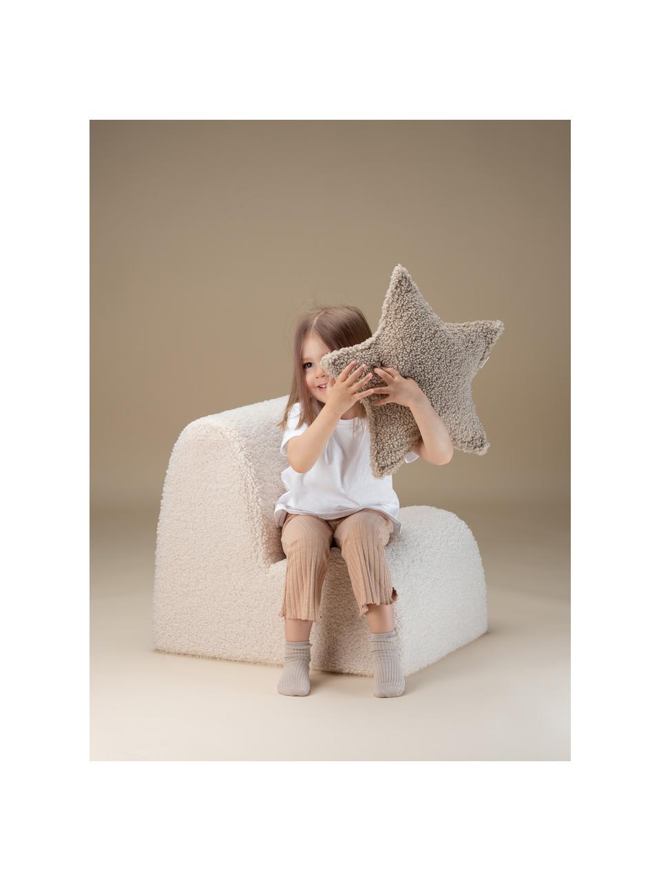 Fauteuil en peluche pour enfant Cloud, Peluche blanc cassé, larg. 50 x prof. 60 cm