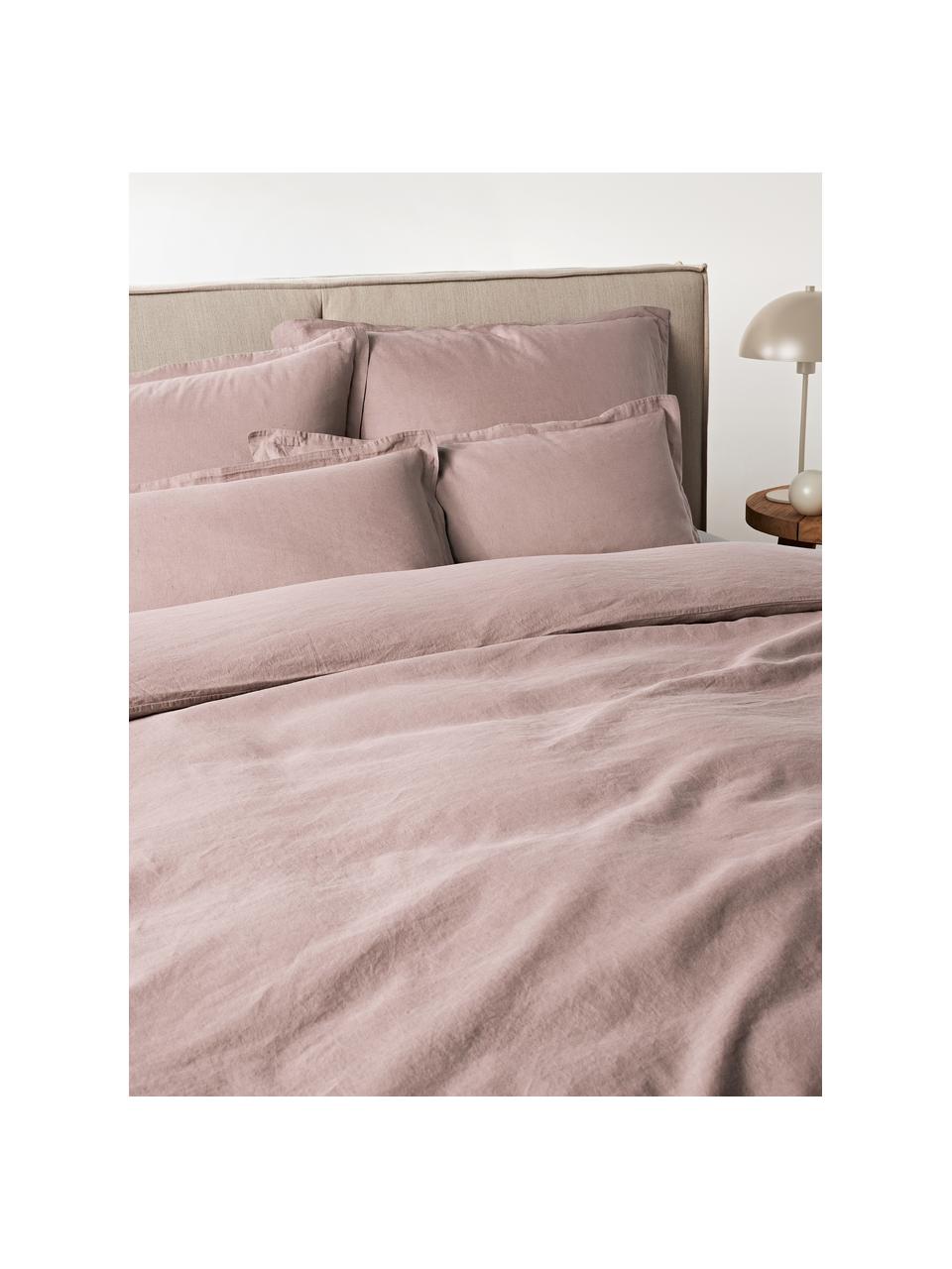 Biancheria da letto in lino rosa cipria Nature, Mezzo lino
(52% lino, 48% cotone)

Densità dei fili 108 TC, qualità standard

Il mezzo lino ha un'sensazione naturale e un naturale aspetto sgualcito, che viene esaltato dall'effetto stonewash. Assorbe fino al 35% di umidità, si asciuga molto rapidamente e ha un effetto piacevolmente rinfrescante nelle notti d'estate. L'elevata resistenza allo strappo rende il mezzo lino resistente all'abrasione e all'usura, Rosa cipria, 200 x 200 cm + 2 federe 80 x 80 cm