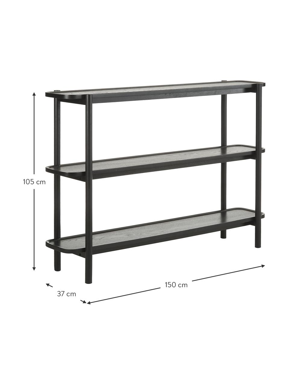 Estantería consola estrecha de roble Libby, Estructura: roble macizo, Negro, An 150 x Al 105 cm