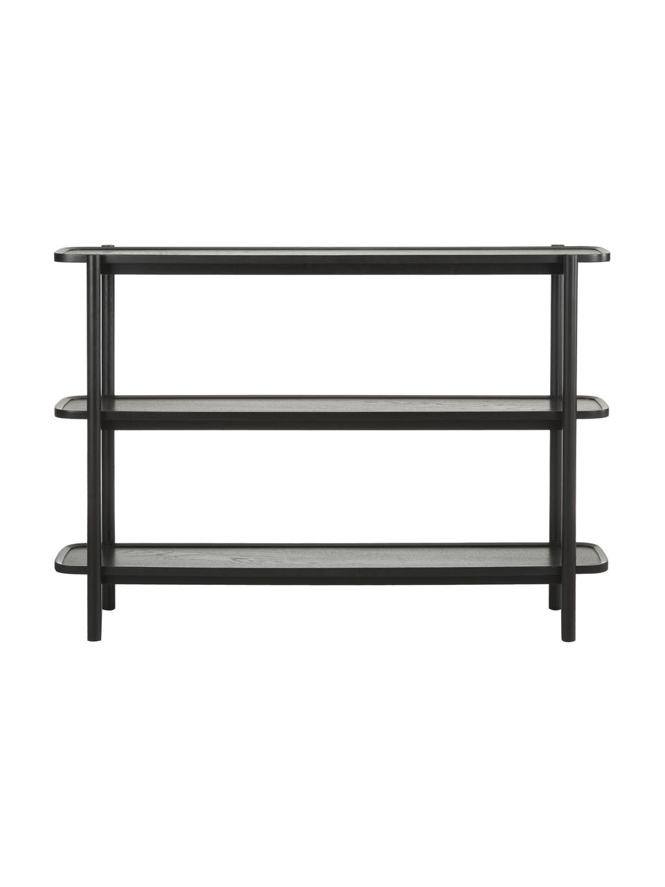 Estantería consola estrecha de roble Libby, Estructura: roble macizo, Negro, An 150 x Al 105 cm