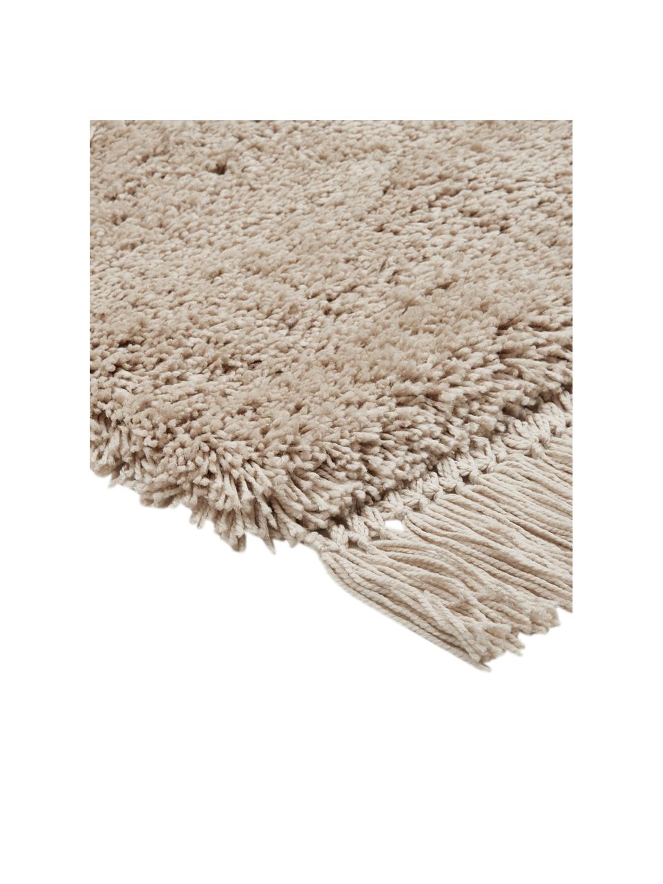 Flauschiger Hochflor-Teppich Dreamy mit Fransen, Flor: 100% Polyester, Creme, B 160 x L 230 cm (Größe M)