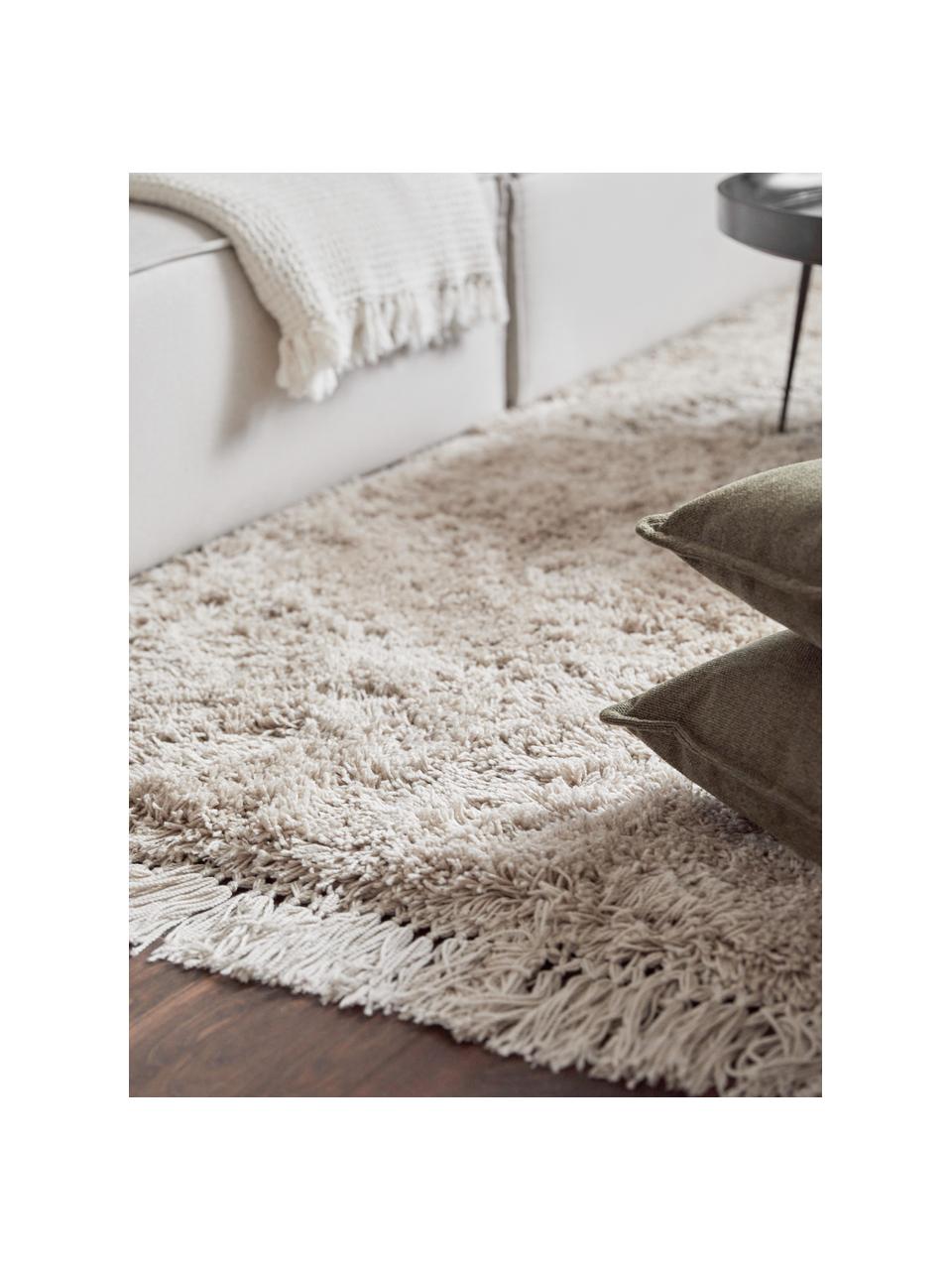 Tapis Beige et Blanc en Coton 300 x 400 cm Poils…