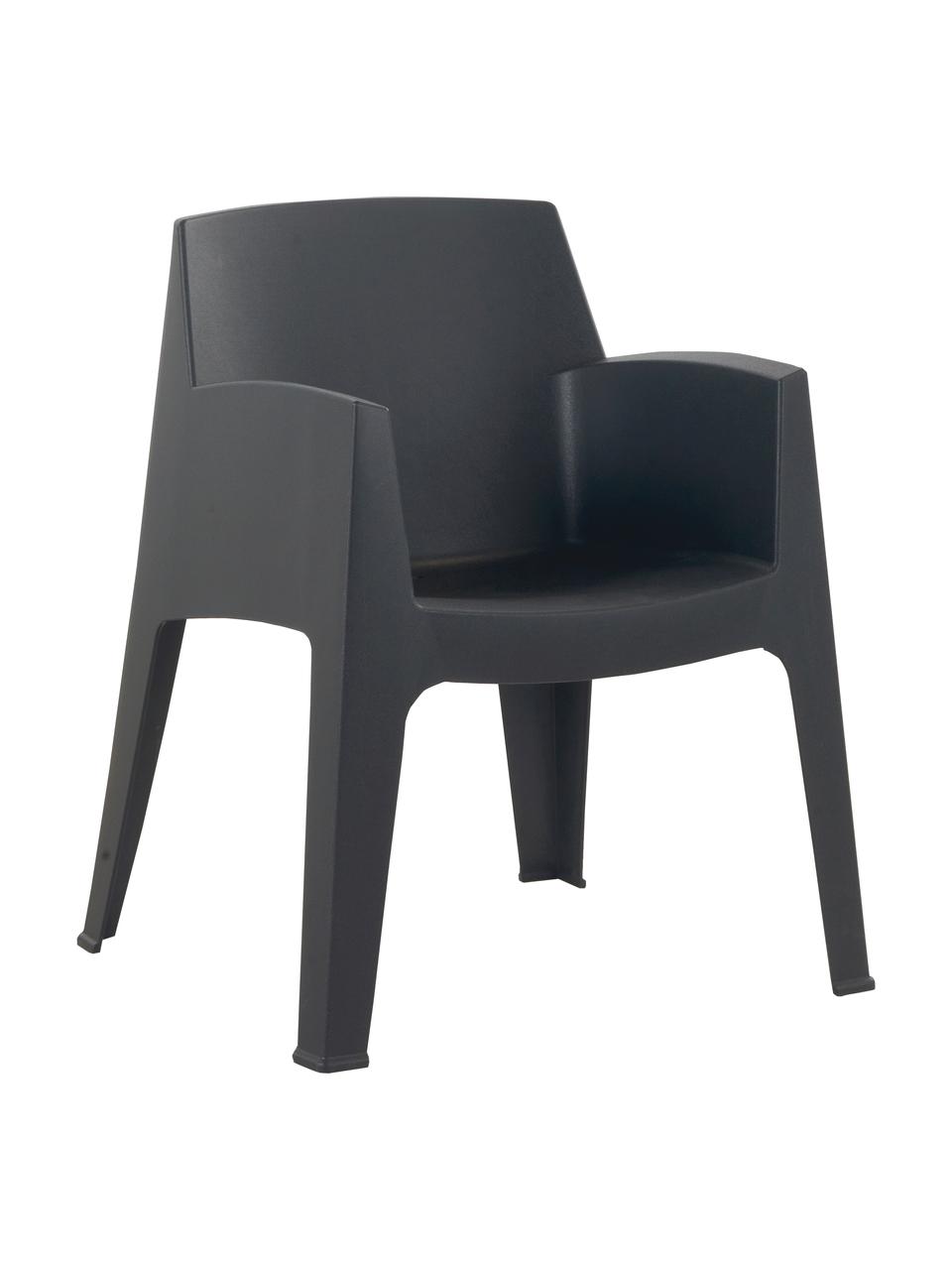 Krzesło zewnętrzne z podłokietnikami Master, 2 szt., Tworzywo sztuczne z recyklingu, Antracytowy, S 67 x G 60 cm