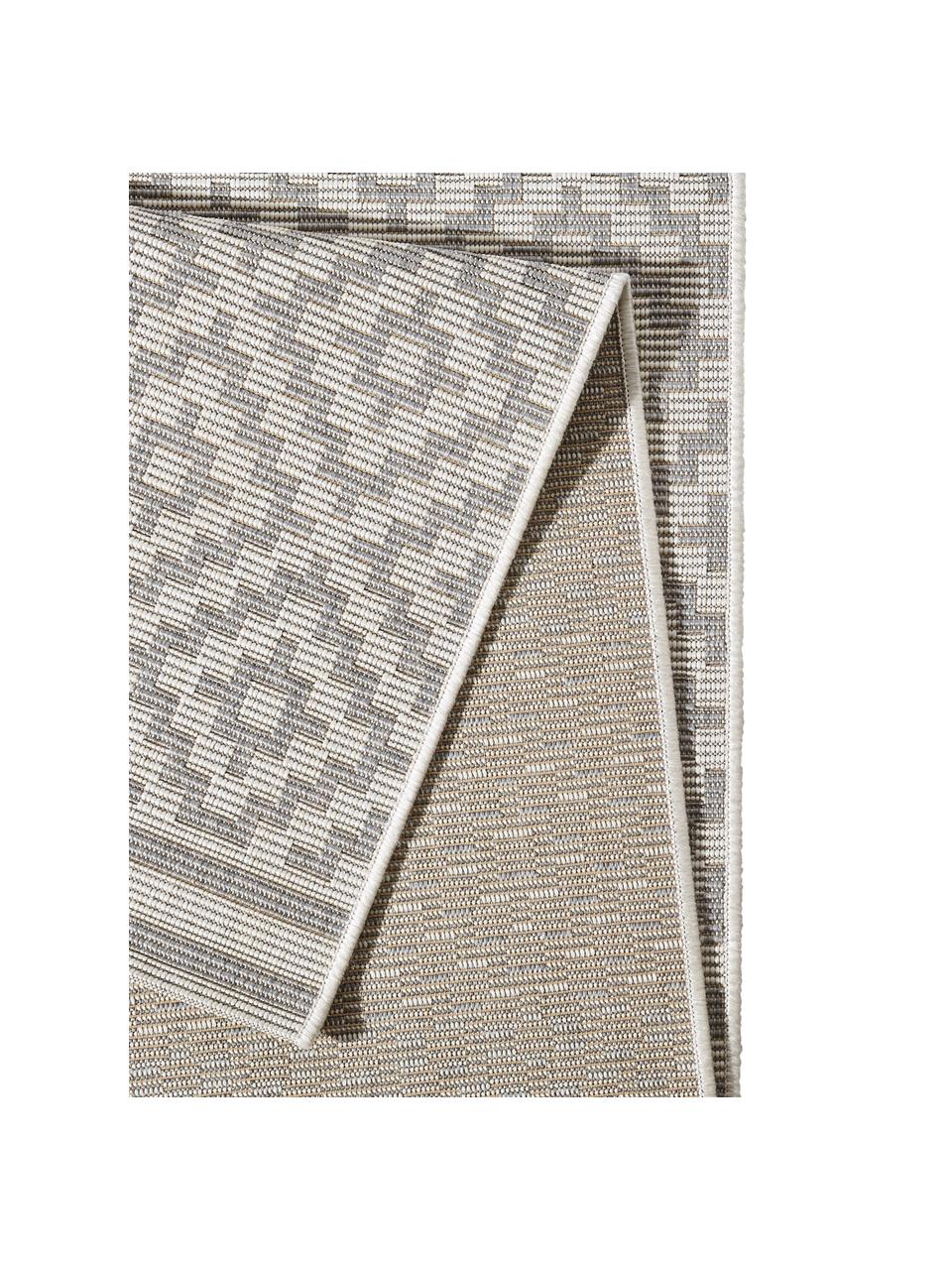 In- & outdoor vloerkleed Meadow Raute met grafisch patroon, Grijs, beige, B 80 x L 150 cm (maat XS)