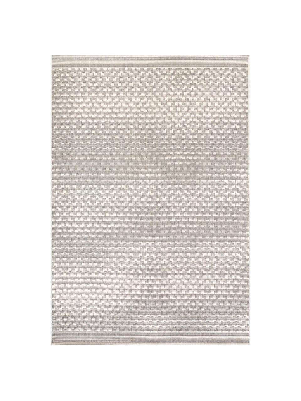 In- & Outdoor-Teppich Meadow Raute mit grafischem Muster, Grau, Beige, B 80 x L 150 cm (Grösse XS)