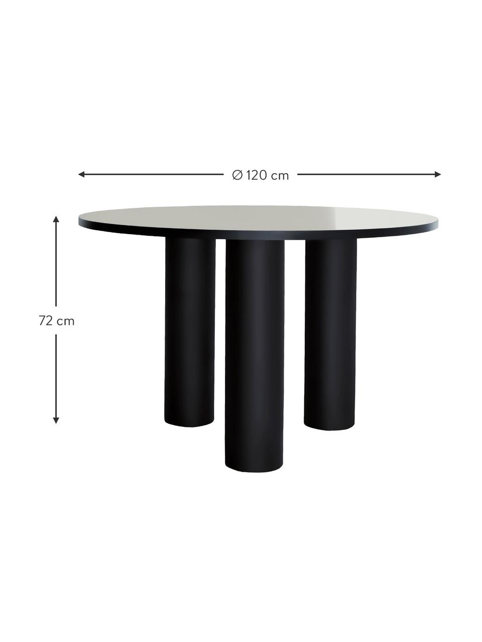 Kulatý jídelní stůl Colette, Ø 120 cm, MDF deska (dřevovláknitá deska střední hustoty) s lakovanou dýhou z ořechového dřeva, certifikace FSC, Černá, Ø 120 cm, V 72 cm