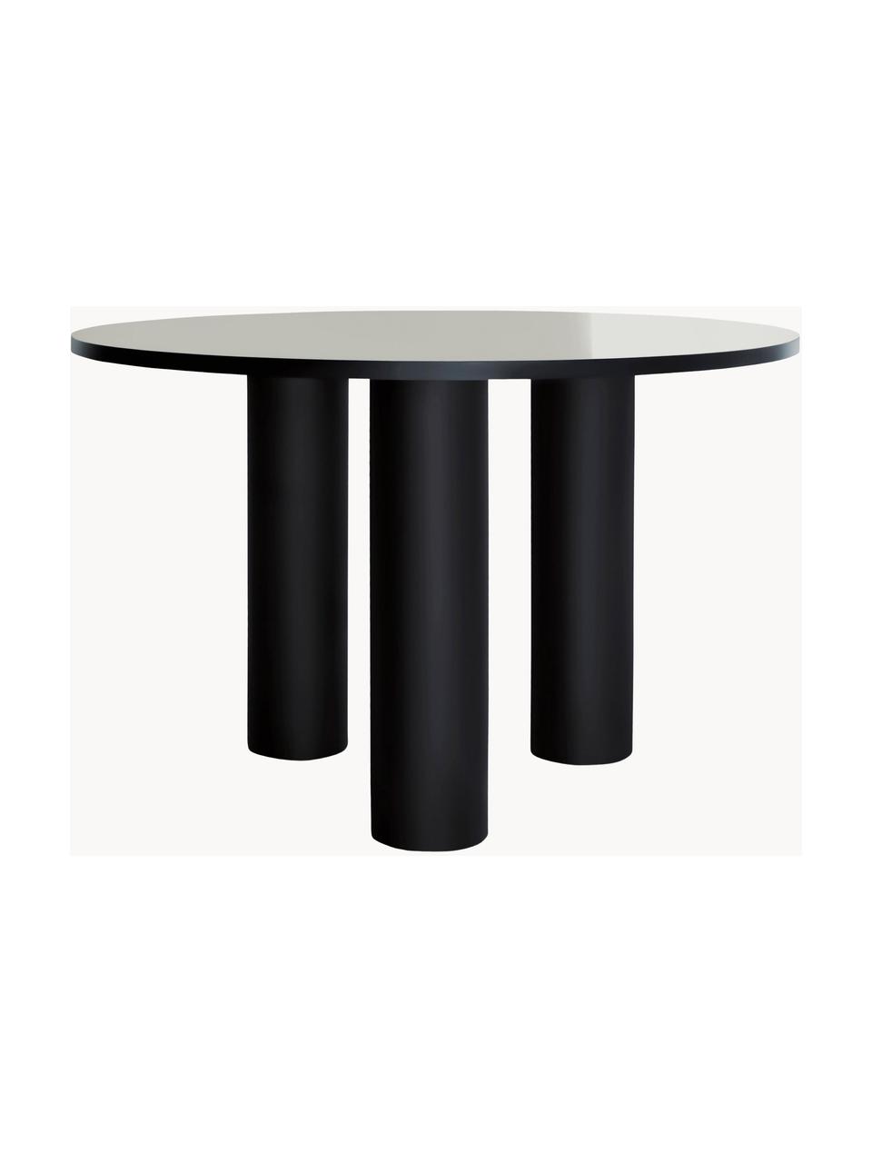 Mesa redonda de madera Colette, Ø 120 cm, Tablero de fibras de densidad media (MDF), chapada en madera de nogal barnizada con certificado FSC, Negro, Ø 120 cm