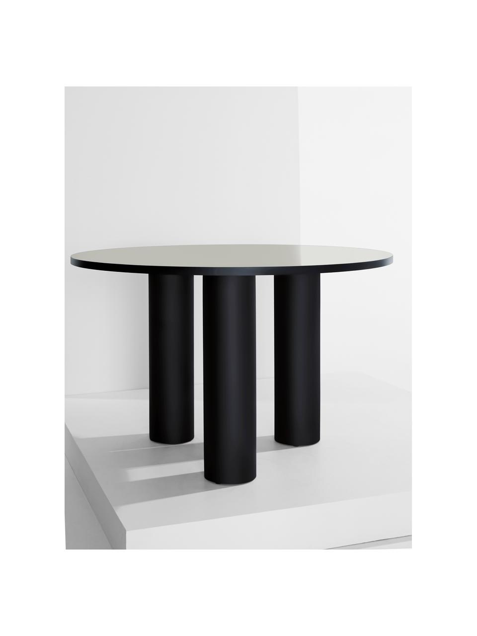 Mesa redonda de madera Colette, Ø 120 cm, Tablero de fibras de densidad media (MDF), chapada en madera de nogal barnizada con certificado FSC, Negro, Ø 120 cm