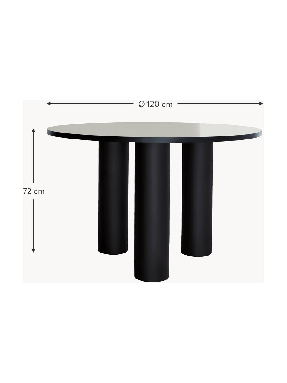 Mesa redonda de madera Colette, Ø 120 cm, Tablero de fibras de densidad media (MDF), chapada en madera de nogal barnizada con certificado FSC, Negro, Ø 120 cm