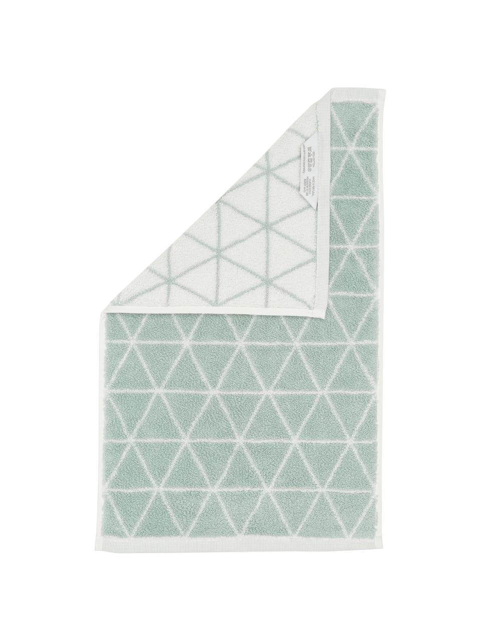 Dubbelzijdige handdoek Elina met grafisch patroon, Mintgroen, crèmewit, Handdoek, B 50 x L 100 cm, 2 stuks