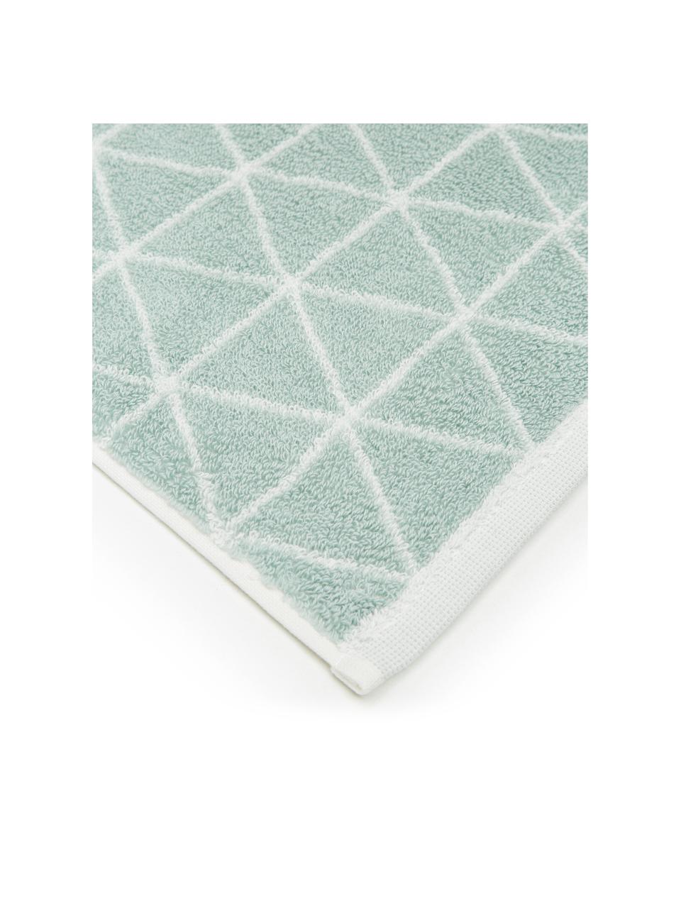 Toallas estampadas doble cara Elina, 2 uds., Verde menta, blanco crema, Toalla tocador, An 30 x L 50 cm, 2 uds.