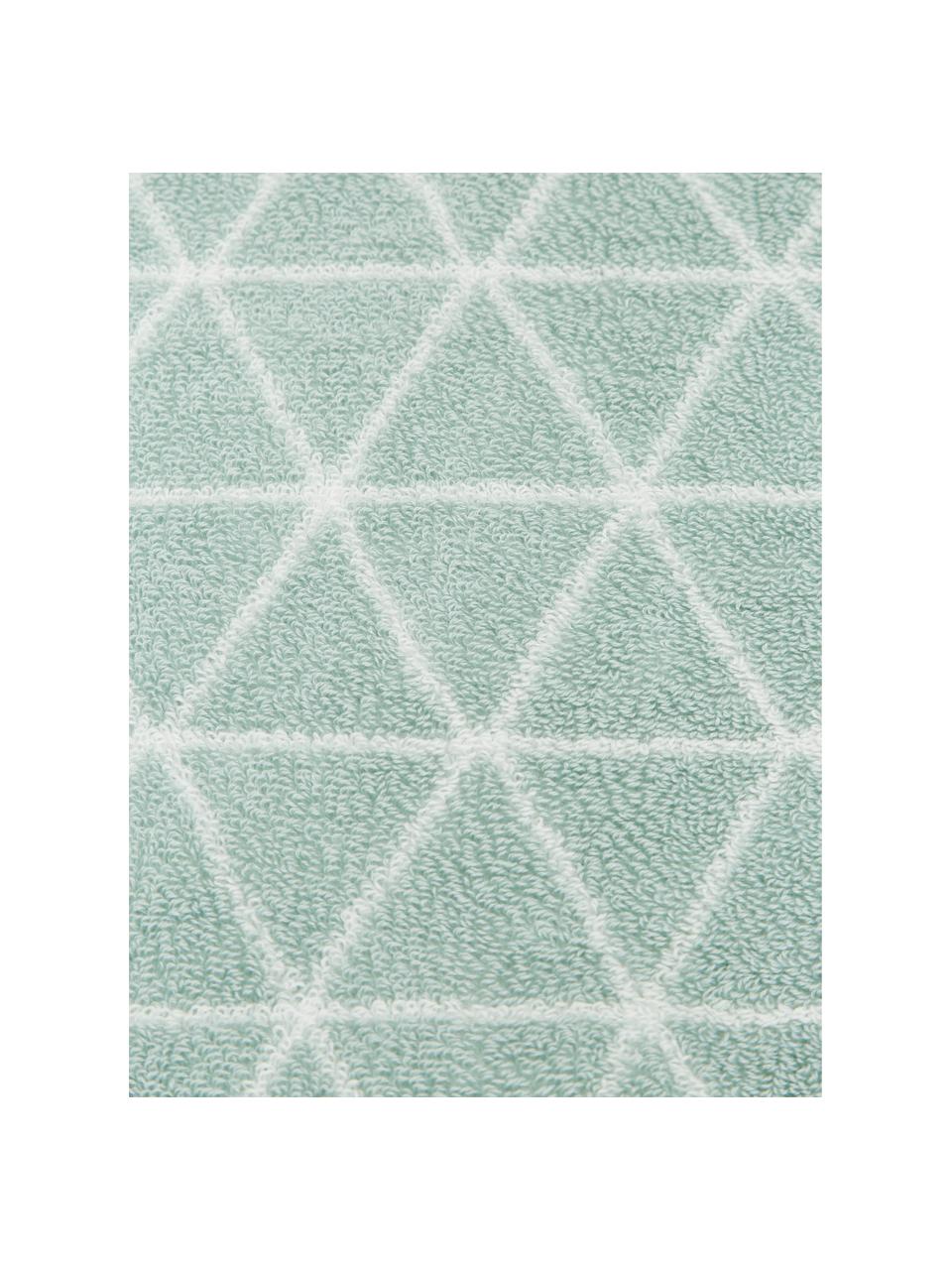 Dubbelzijdige handdoek Elina met grafisch patroon, 2 stuks, 100% katoen, middelzware kwaliteit, 550 g/m², Mintgroen, crèmewit, Gastendoekje, B 30 x L 50 cm, 2 stuks