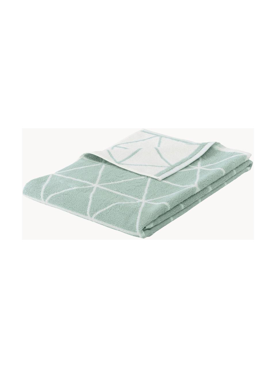 Asciugamano reversibile con motivo grafico Elina 2 pz, 100% cotone,
qualità media 550 g/m², Verde menta, bianco crema, Asciugamano per ospiti, Larg. 30 x Lung. 50 cm, 2 pz
