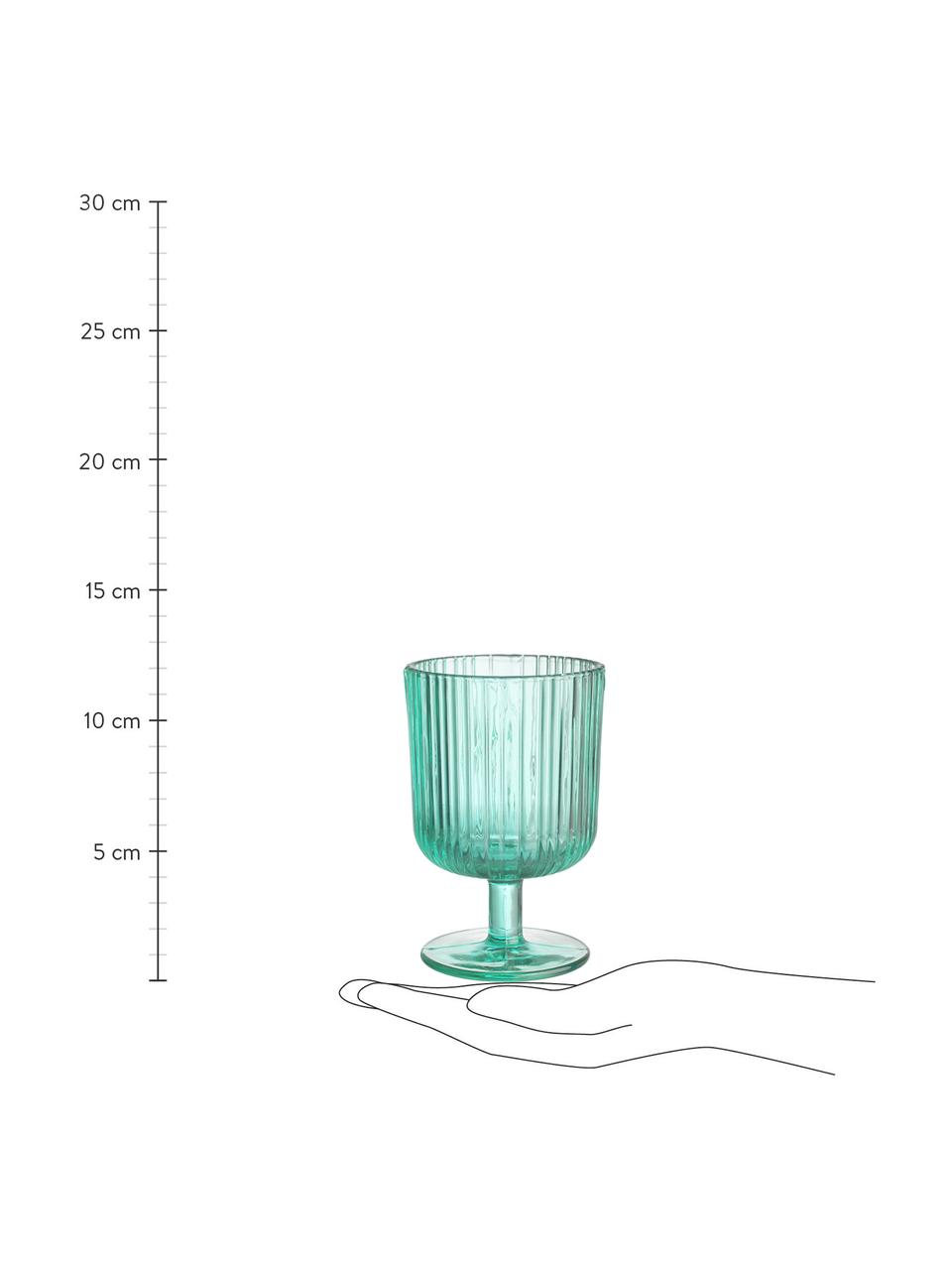 Verre à vin relief rainuré Chelsea, 6 pièces, Verre, Vert menthe, Ø 8 x haut. 12 cm, 250 ml