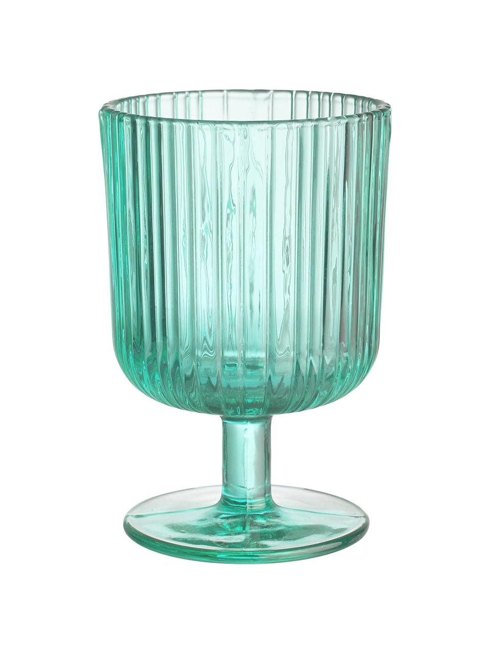 Copas de vino con relieve Chelsea, 6 uds., Vidrio, Verde menta, Ø 8 x Al 12 cm, 250 ml