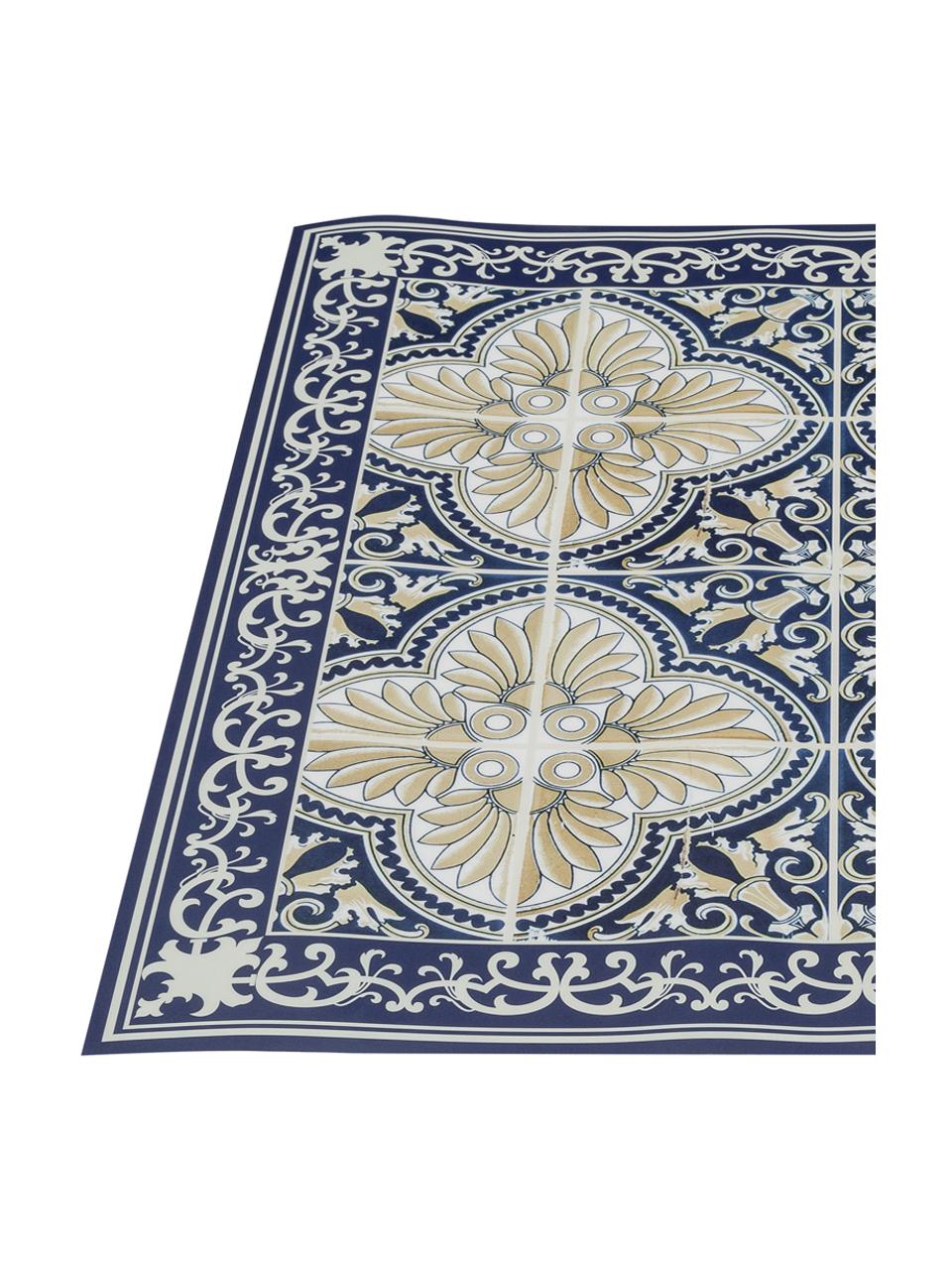 Alfombra vinílica Luis, antideslizante, Vinilo reciclable, Azul, beige, An 136 x L 203 cm