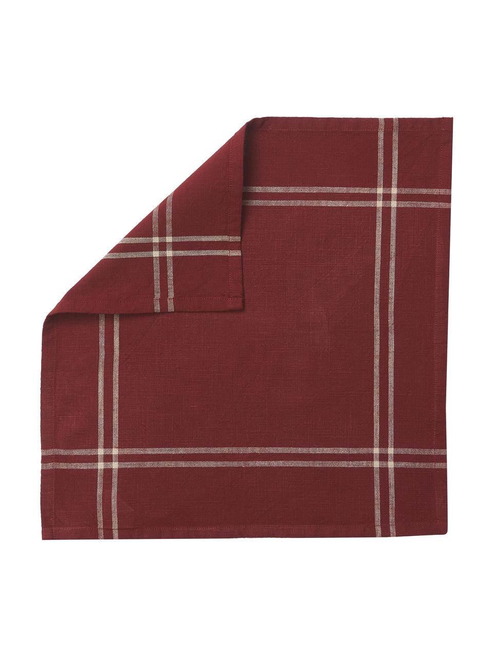 Servetten Julianne, 2 stuks, 100% katoen, Wijnrood, beige, B 40 x L 40 cm