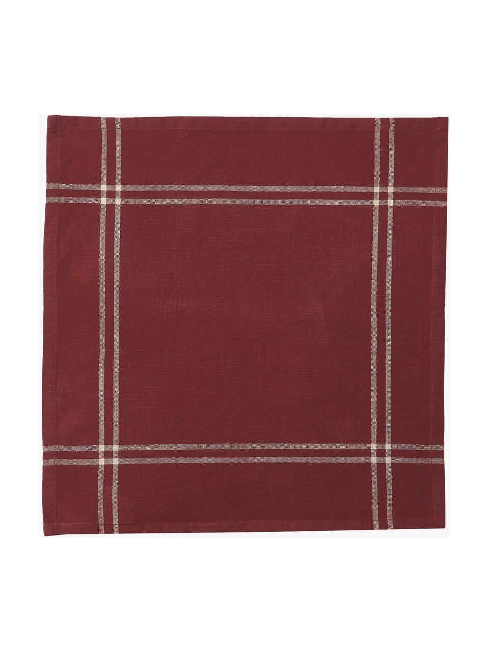 Servilletas de tela Julianne, 2 uds., 100% algodón, Rojo vino, beige, An 40 x L 40 cm