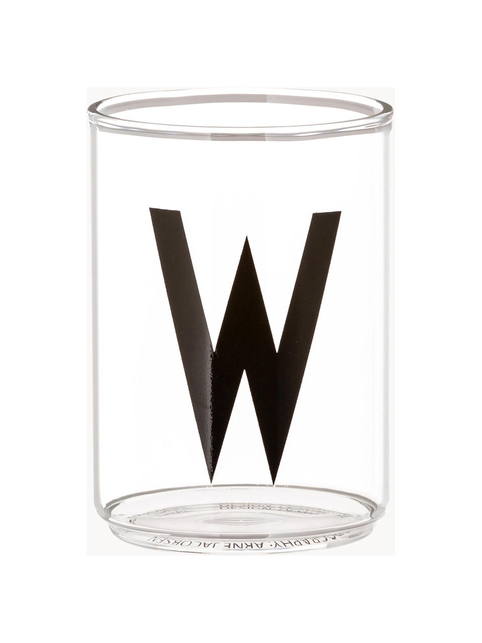 Design Wasserglas Personal mit Buchstaben (Varianten von A bis Z), Borosilikatglas, Transparent, Schwarz, Wasserglas A, 300 ml