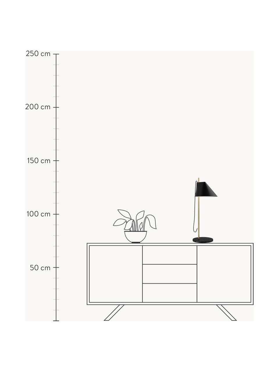 Grosse dimmbare LED-Tischlampe Yuh mit Timerfunktion, Lampenschirm: Aluminium, lackiert, Schwarz, marmoriert, Messing, Ø 20 x H 61 cm