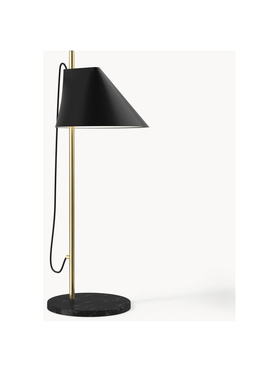 Lampa stołowa LED z funkcją przyciemniania Yuh, Stelaż: mosiądz szczotkowany, Czarny, marmurowy, mosiężny, Ø 20 x 61 cm