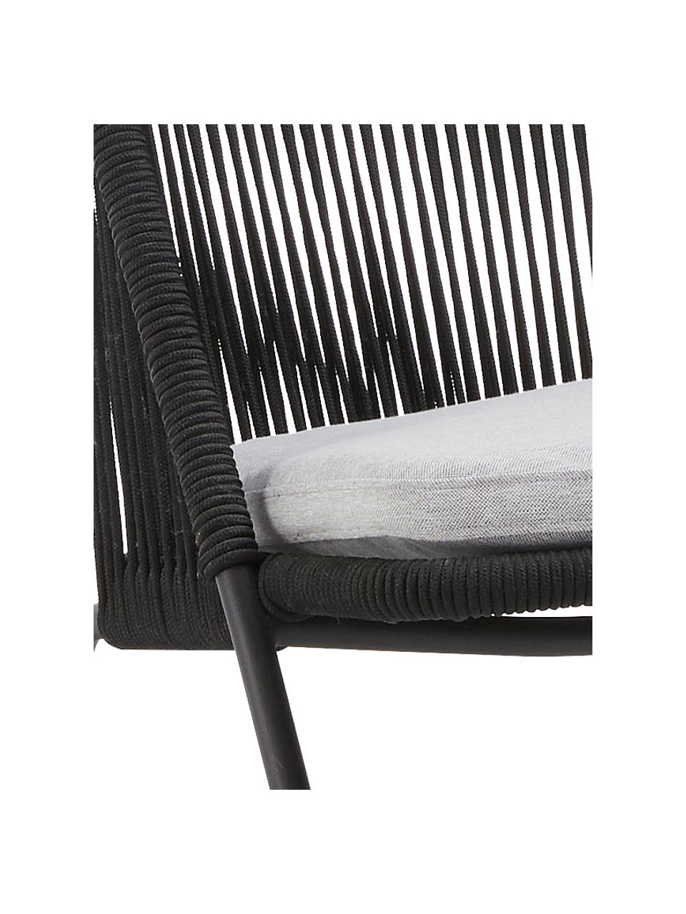 Fotel ze splotu z tworzywa sztucznego Shann, Stelaż: metal malowany proszkowo, Czarny, jasny szary, S 63 x G 73 cm