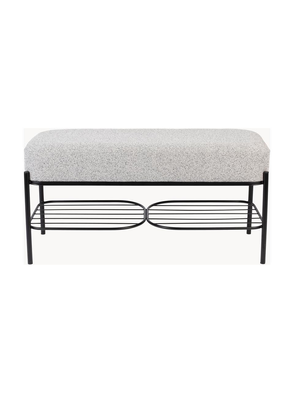 Banc en tissu bouclé Milou, Tissu bouclé gris clair, larg. 90 x haut. 45 cm