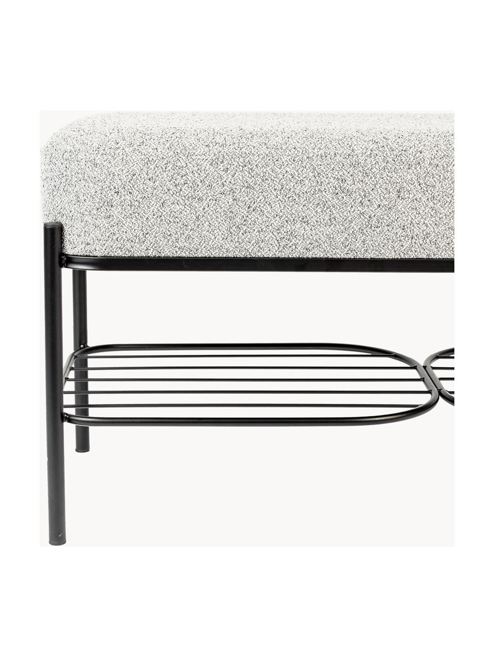 Banc en tissu bouclé Milou, Tissu bouclé gris clair, larg. 90 x haut. 45 cm